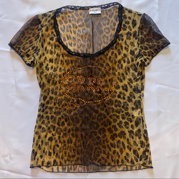 MOSCHINO lingerie sheer animal print top - Picture 3 of 8
